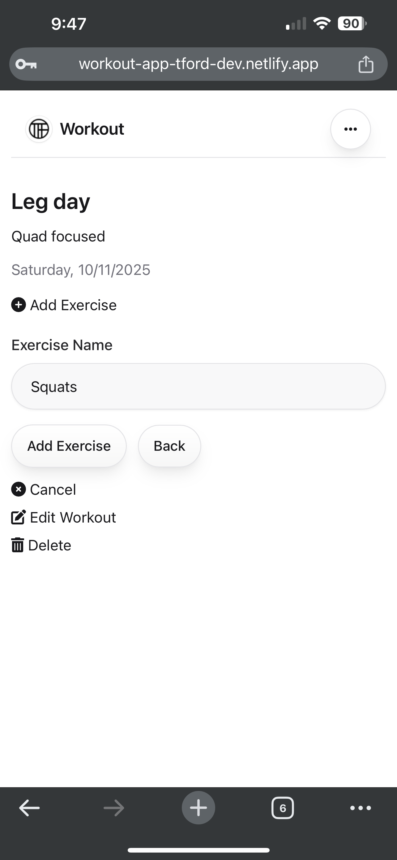 FULL STACK React Workout-app